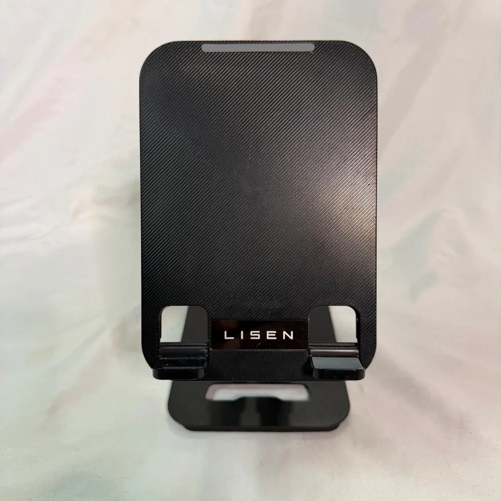 LISEN Cell Phone Stand for Desk Adjustable Foldable Tablet Holder Black Cradle
